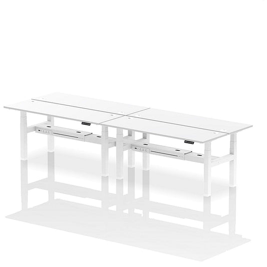 Air 4 Person Sit-Standing Bench Desk, Back to Back, 4 x 1800mm (600mm Deep), White Frame, White Easy2Order : HA02572