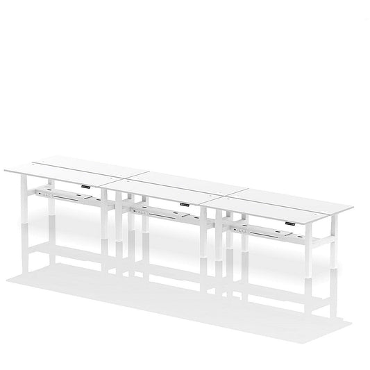 Air 6 Person Sit-Standing Bench Desk, Back to Back, 6 x 1800mm (600mm Deep), White Frame, White Easy2Order : HA02608