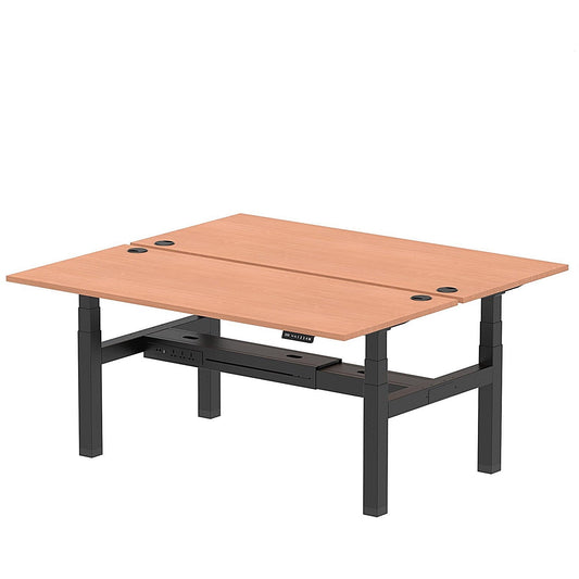 Air 2 Person Sit-Standing Bench Desk, Back to Back, 2 x 1800mm (800mm Deep), Black Frame, Beech Easy2Order : HA02610