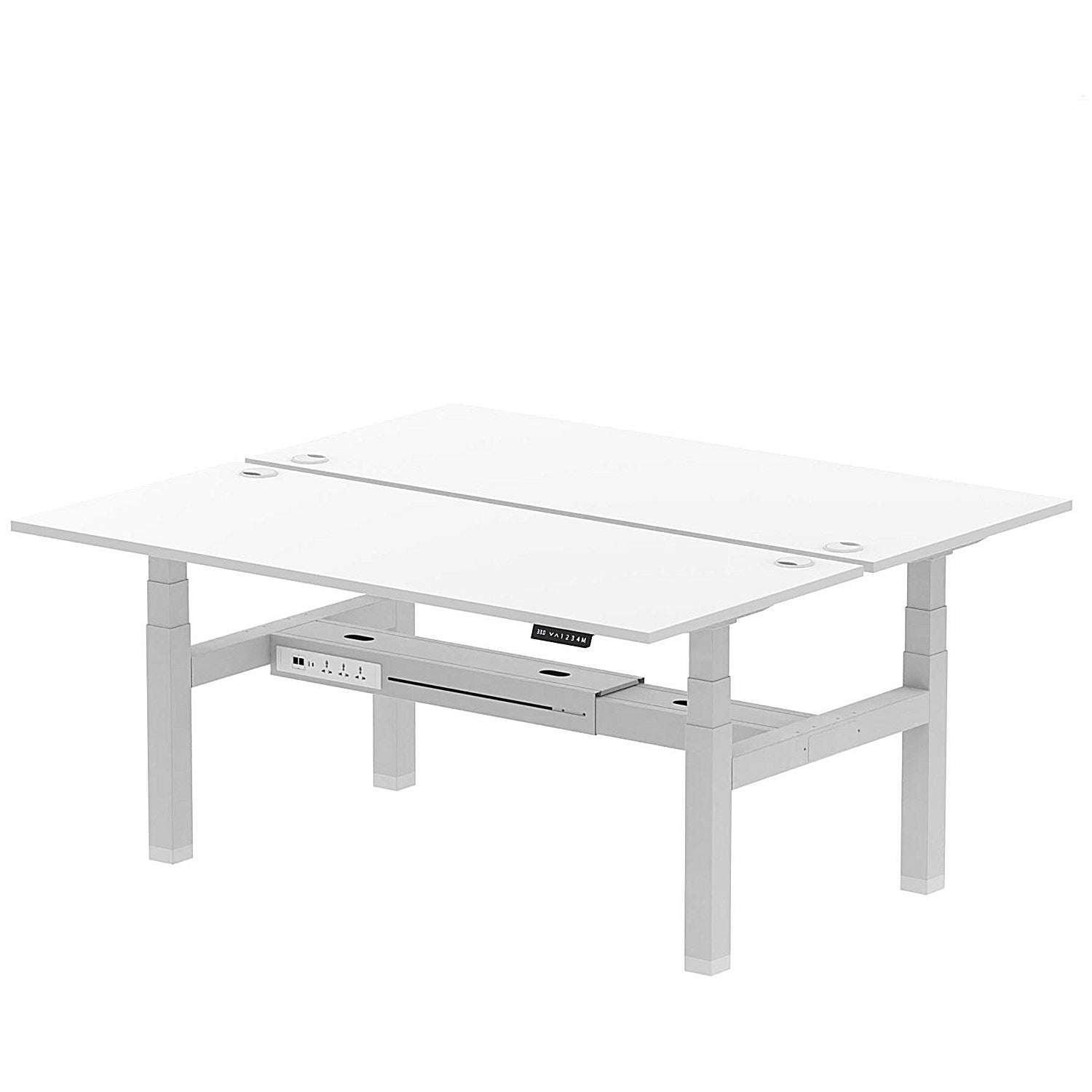 Air 2 Person Sit-Standing Bench Desk, Back to Back, 2 x 1800mm (800mm Deep), Silver Frame, White Easy2Order : HA02672