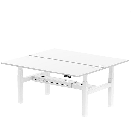 Air 2 Person Sit-Standing Bench Desk, Back to Back, 2 x 1800mm (800mm Deep), White Frame, White Easy2Order : HA02674