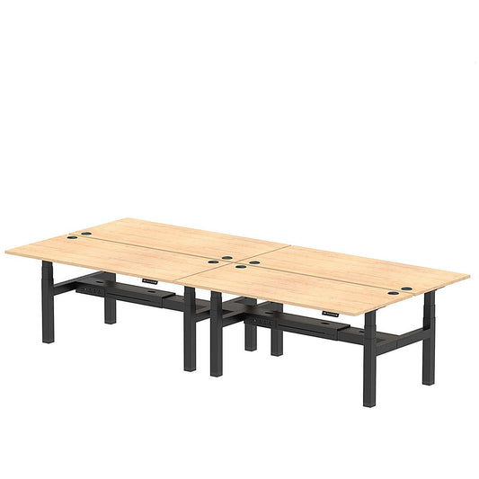 Air 4 Person Sit-Standing Bench Desk, Back to Back, x 1800mm (800mm Deep), Black Frame, Maple Easy2Order : HA02706