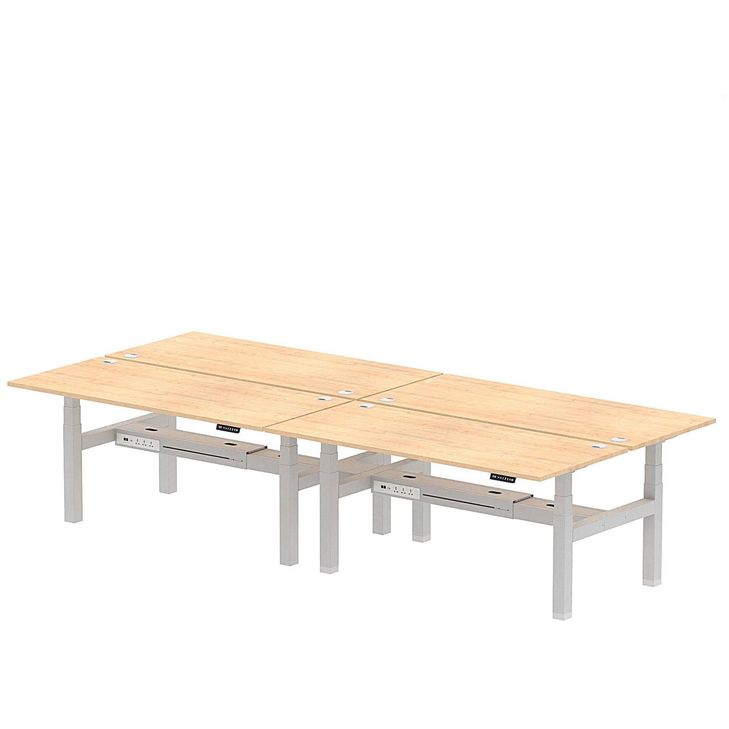 Air 4 Person Sit-Standing Bench Desk, Back to Back, x 1800mm (800mm Deep), Silver Frame, Maple Easy2Order : HA02708