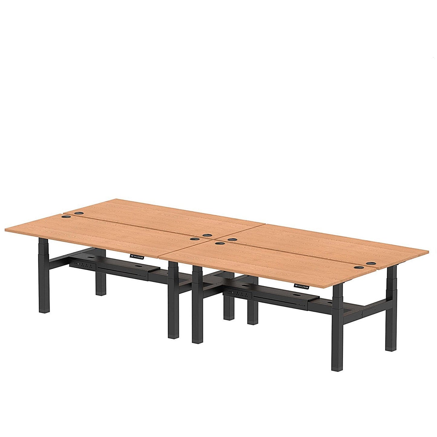 Air 4 Person Sit-Standing Bench Desk, Back to Back, x 1800mm (800mm Deep), Black Frame, Oak Easy2Order : HA02718