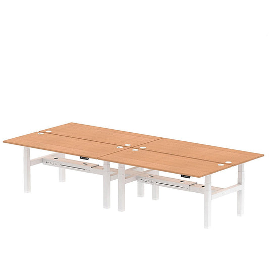 Air 4 Person Sit-Standing Bench Desk, Back to Back, x 1800mm (800mm Deep), White Frame, Oak Easy2Order : HA02722