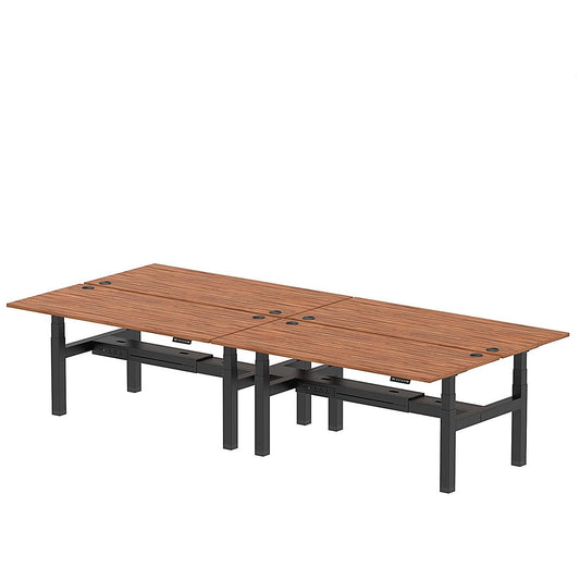 Air 4 Person Sit-Standing Bench Desk, Back to Back, x 1800mm (800mm Deep), Black Frame, Walnut Easy2Order : HA02730