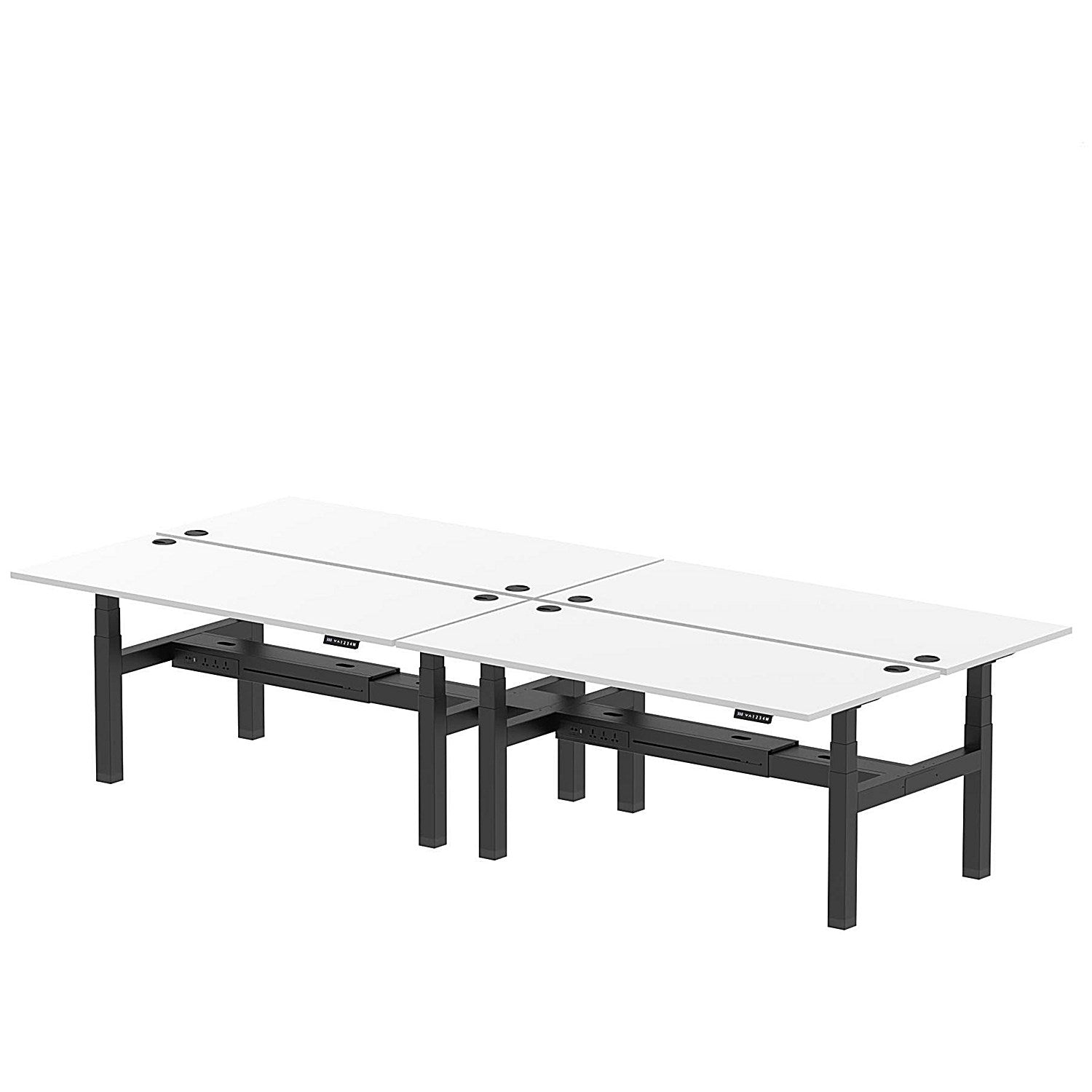 Air 4 Person Sit-Standing Bench Desk, Back to Back, x 1800mm (800mm Deep), Black Frame, White Easy2Order : HA02742