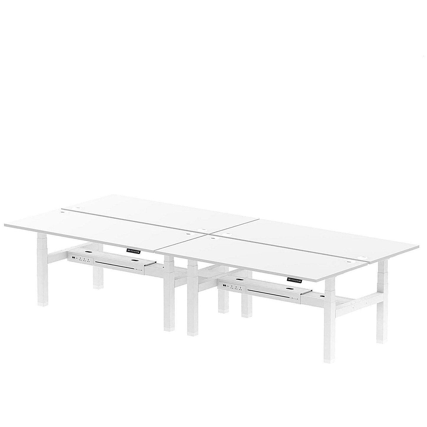Air 4 Person Sit-Standing Bench Desk, Back to Back, x 1800mm (800mm Deep), White Frame, White Easy2Order : HA02746