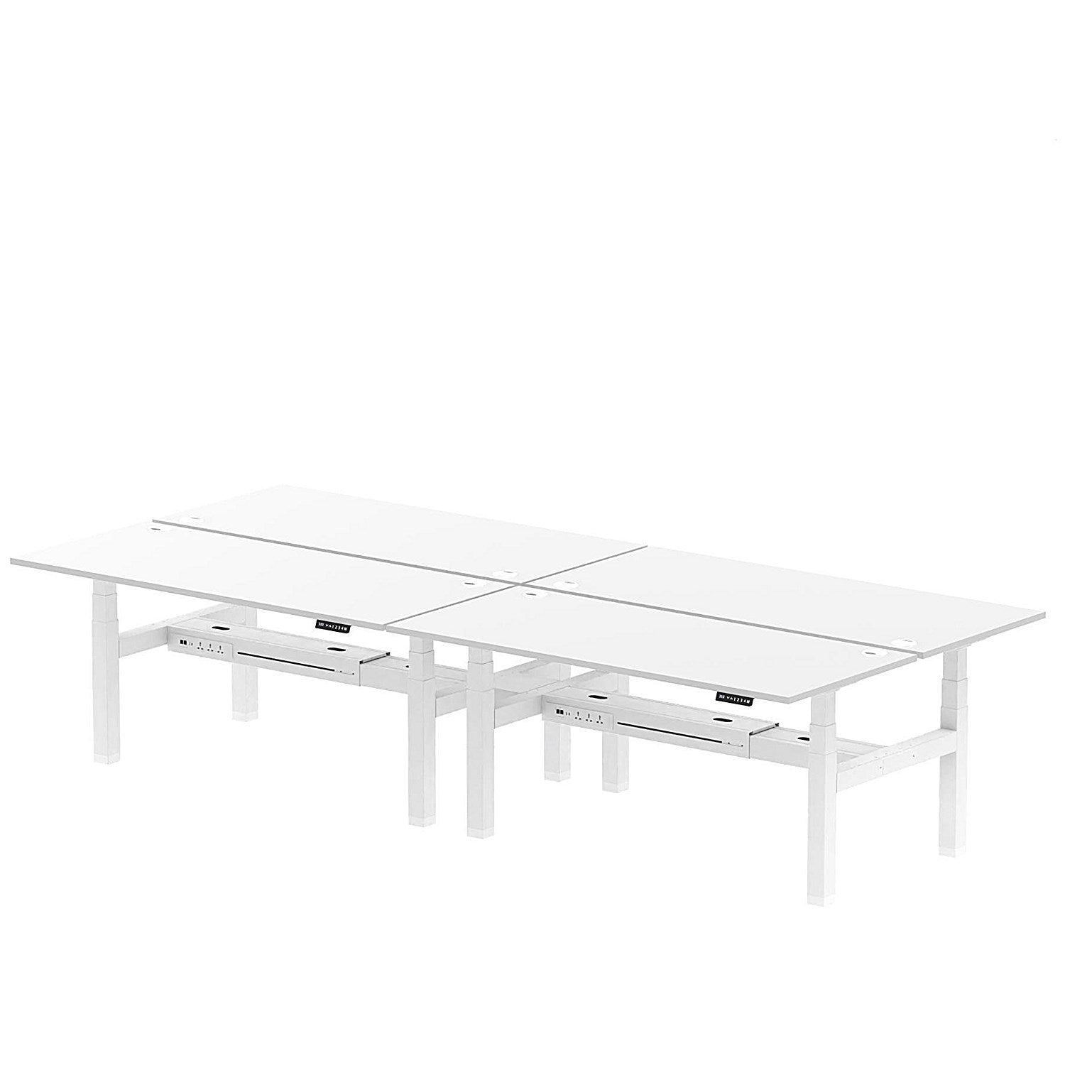Air 4 Person Sit-Standing Bench Desk, Back to Back, x 1800mm (800mm Deep), White Frame, White Easy2Order : HA02746