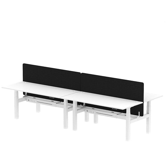 Air 4 Person Sit-Standing Bench Desk with Black Straight Screen, Back to Back, 4 x 1800mm (800mm Deep), White Frame, White Easy2Order : HA02747