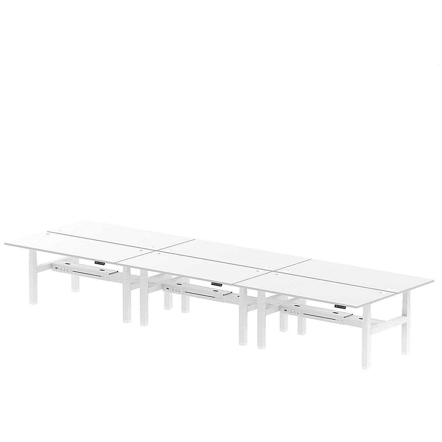 Air 6 Person Sit-Standing Bench Desk, Back to Back, 6 x 1800mm (800mm Deep), White Frame, White Easy2Order : HA02818