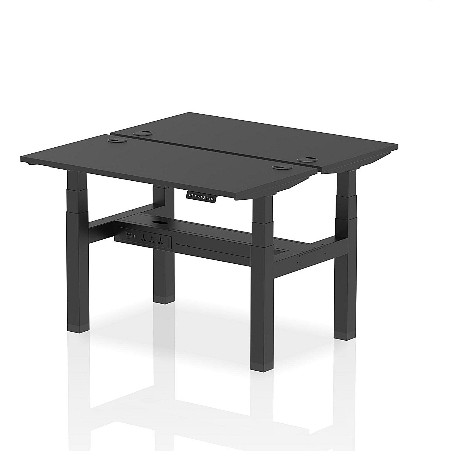 Air 2 Person Sit-Standing Bench Desk, Back to Back, 2 x 1200mm (600mm Deep), Black Frame, Black Easy2Order : HA02826