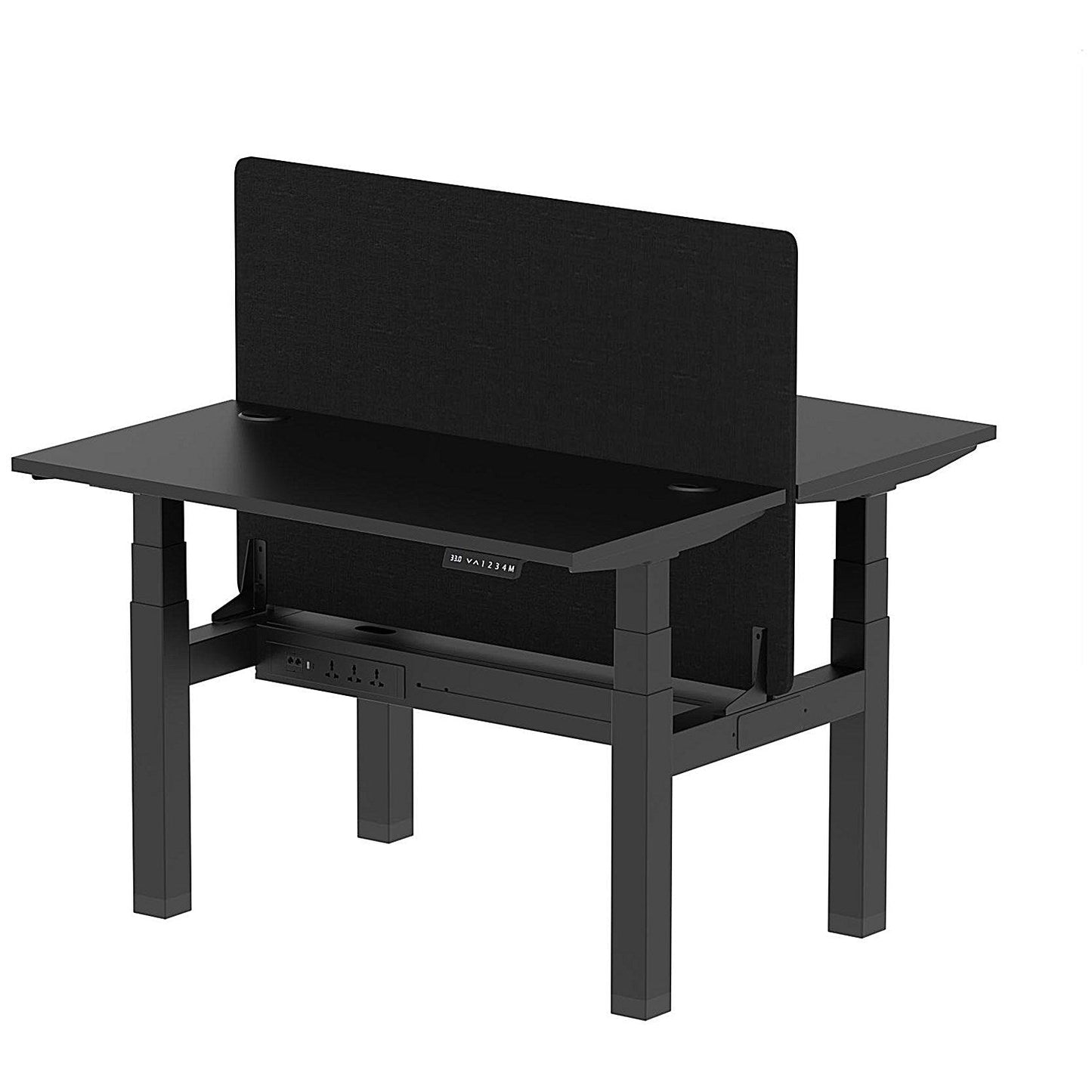 Air 2 Person Sit-Standing Bench Desk with Black Straight Screen, Back to Back, 2 x 1200mm (600mm Deep), Black Frame, Black Easy2Order : HA02827