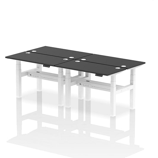 Air 4 Person Sit-Standing Bench Desk, Back to Back, 4 x 1200mm (600mm Deep), White Frame, Black Easy2Order : HA02836