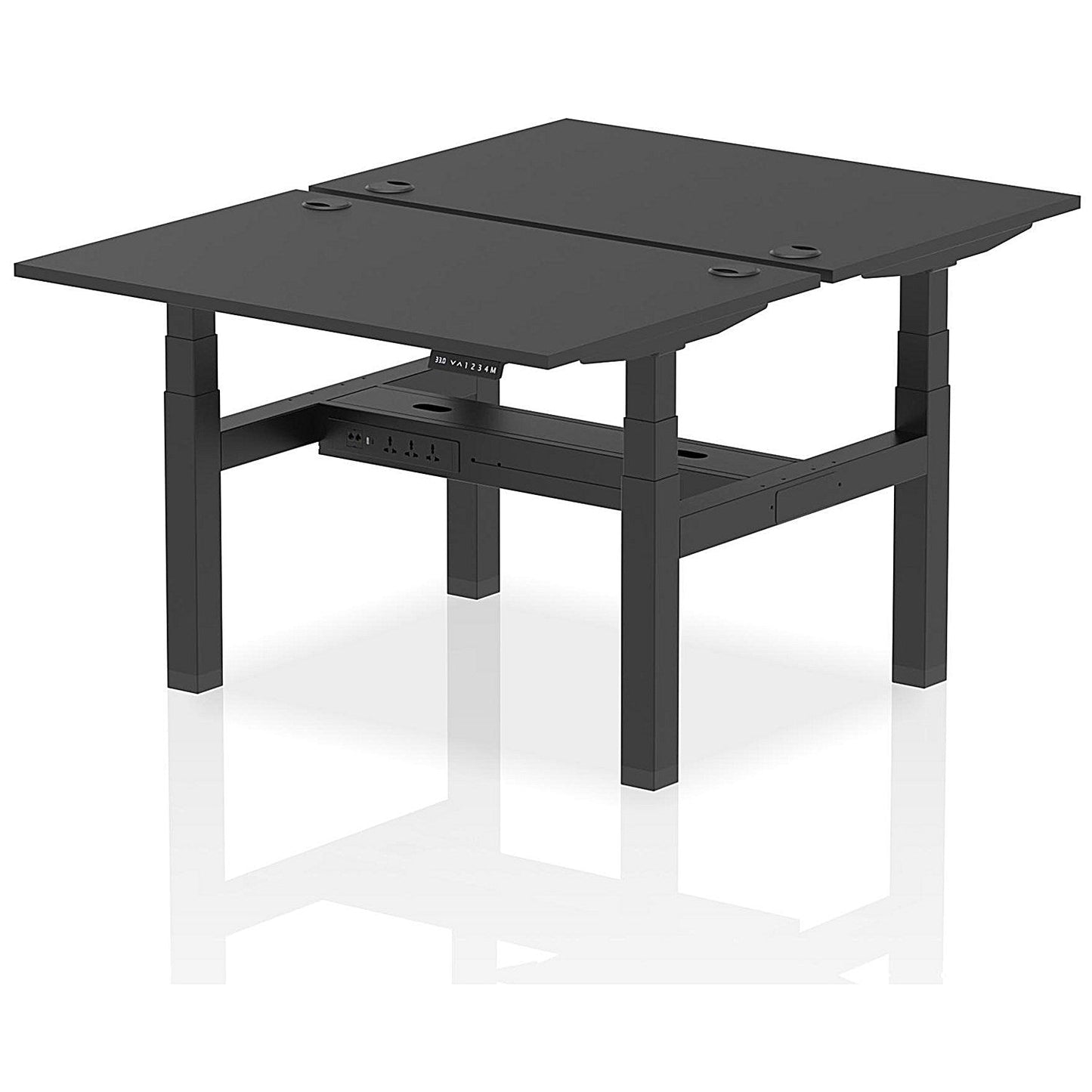 Air 2 Person Sit-Standing Bench Desk, Back to Back, 2 x 1200mm (800mm Deep), Black Frame, Black Easy2Order : HA02844