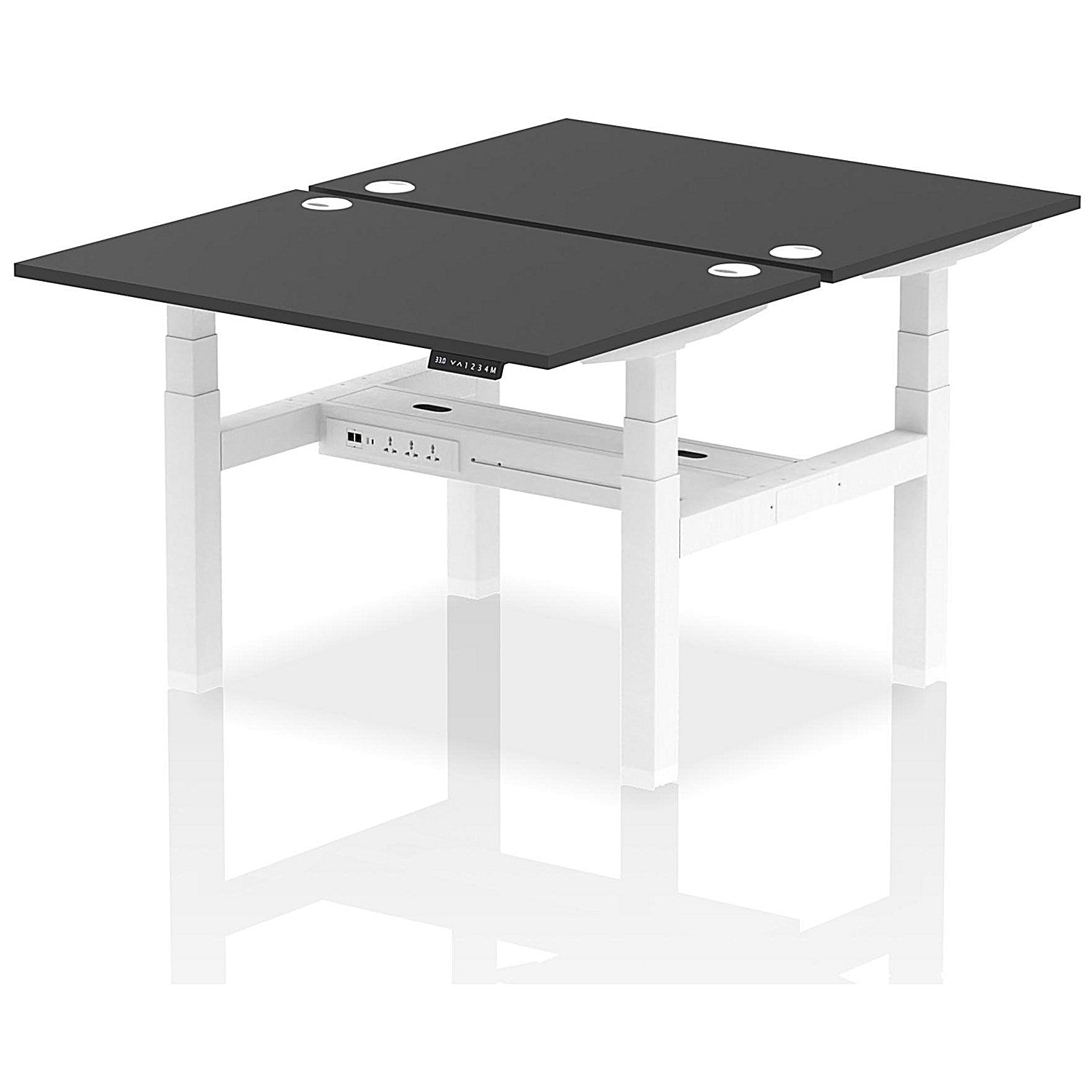 Air 2 Person Sit-Standing Bench Desk, Back to Back, 2 x 1200mm (800mm Deep), White Frame, Black Easy2Order : HA02848