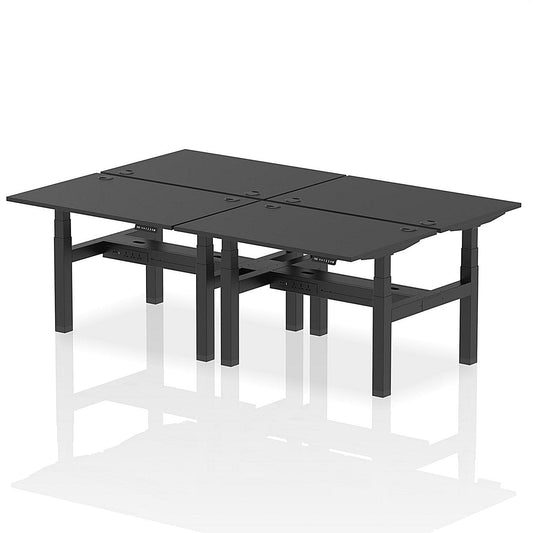 Air 4 Person Sit-Standing Bench Desk, Back to Back, 4 x 1200mm (800mm Deep), Black Frame, Black Easy2Order : HA02856