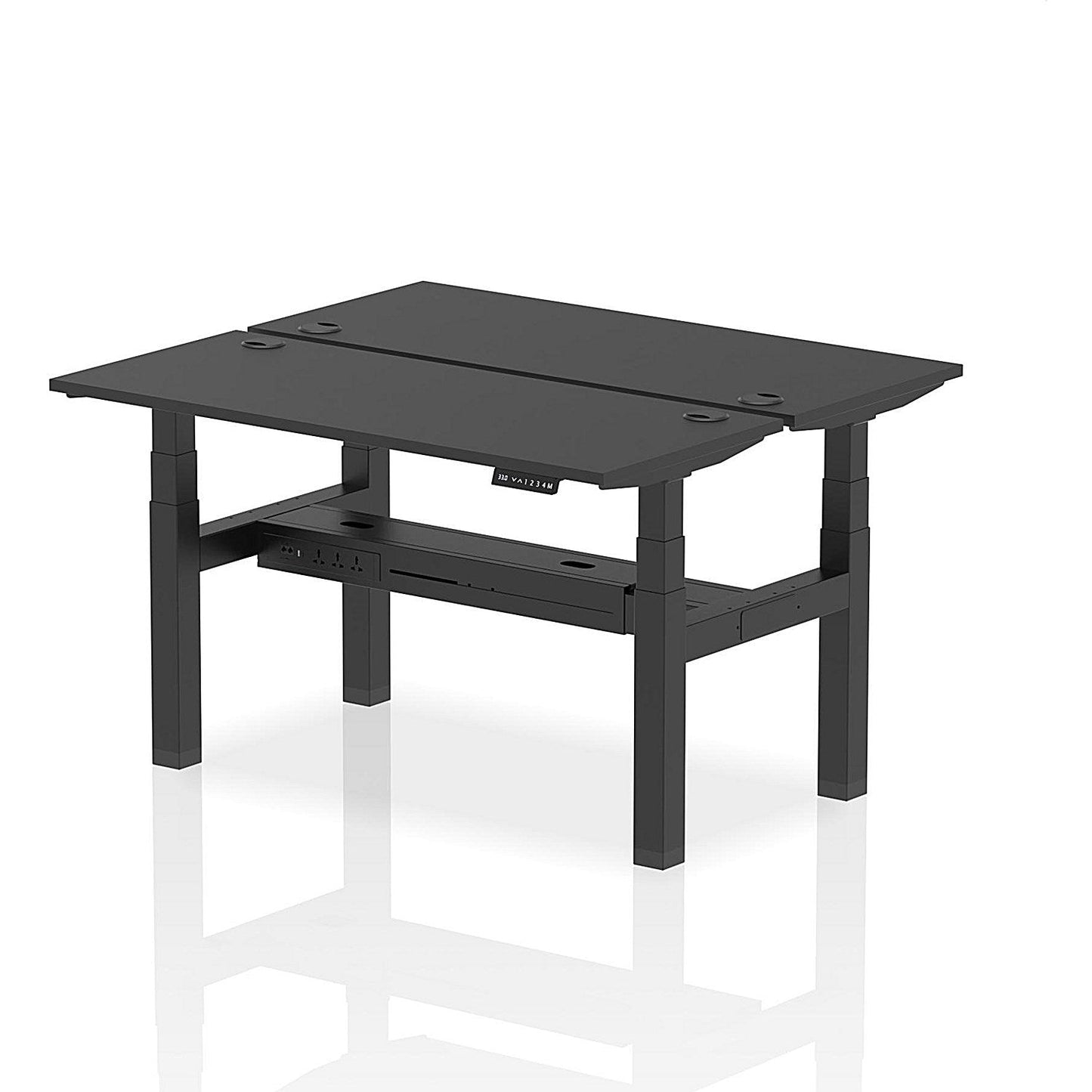 Air 2 Person Sit-Standing Bench Desk, Back to Back, 2 x 1400mm (600mm Deep), Black Frame, Black Easy2Order : HA02880