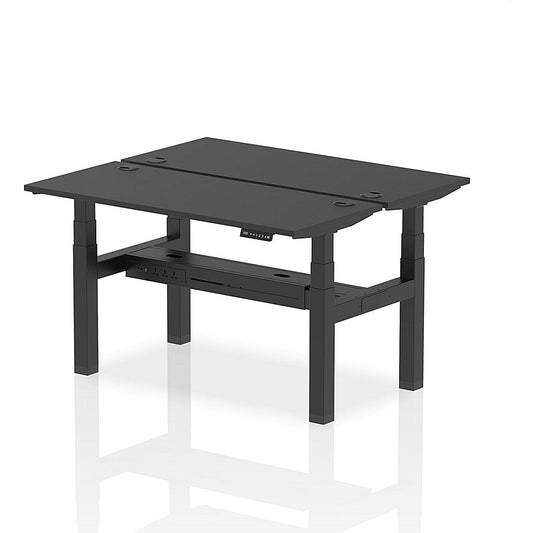 Air 2 Person Sit-Standing Bench Desk, Back to Back, 2 x 1400mm (600mm Deep), Black Frame, Black Easy2Order : HA02880