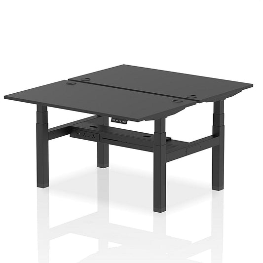 Air 2 Person Sit-Standing Bench Desk, Back to Back, 2 x 1400mm (800mm Deep), Black Frame, Black Easy2Order : HA02898