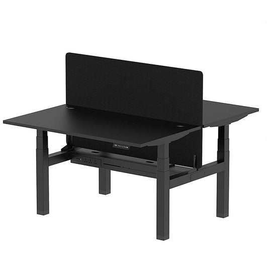 Air 2 Person Sit-Standing Bench Desk with Black Straight Screen, Back to Back, 2 x 1400mm (800mm Deep), Black Frame, Black Easy2Order : HA02899
