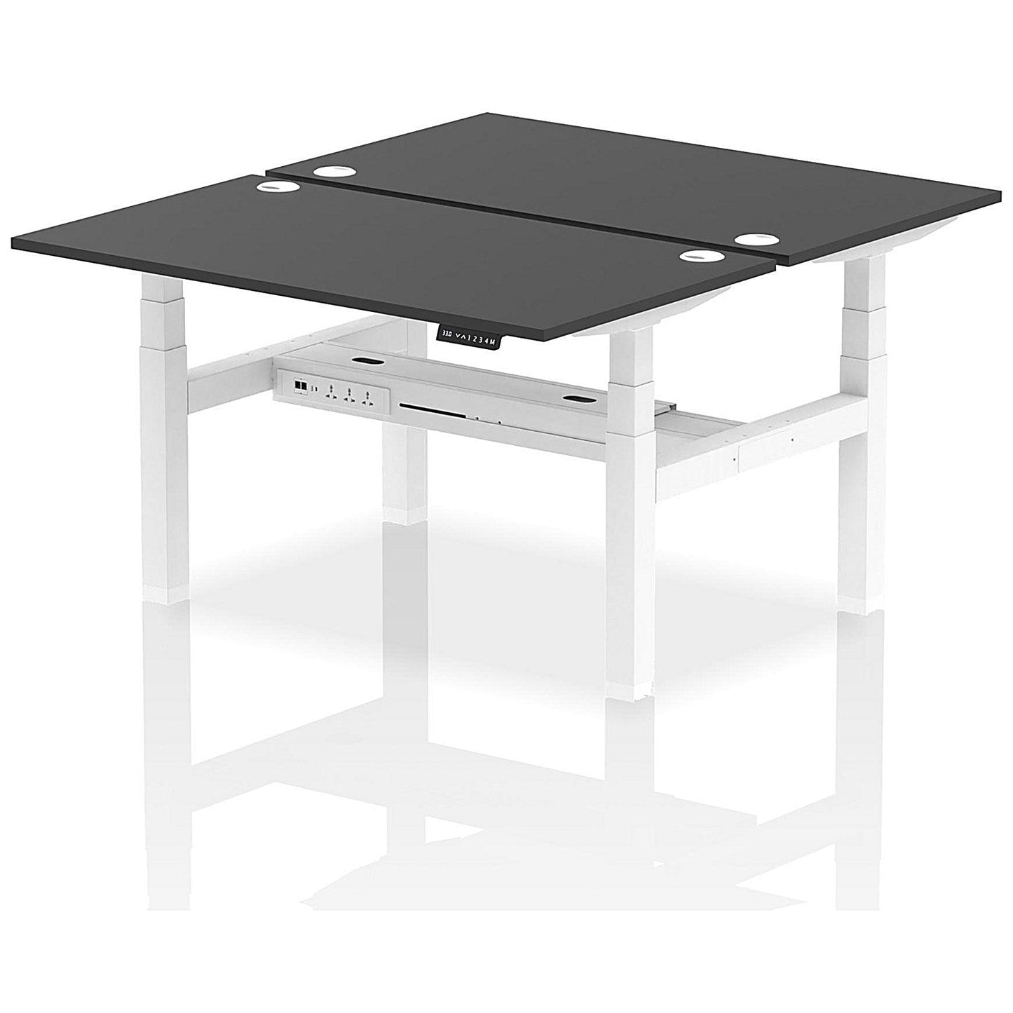 Air 2 Person Sit-Standing Bench Desk, Back to Back, 2 x 1400mm (800mm Deep), White Frame, Black Easy2Order : HA02902