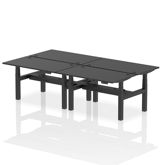 Air 4 Person Sit-Standing Bench Desk, Back to Back, 4 x 1400mm (800mm Deep), Black Frame, Black Easy2Order : HA02910