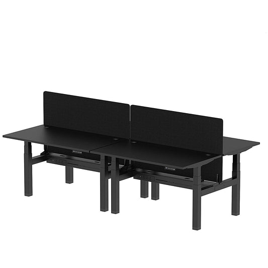 Air 4 Person Sit-Standing Bench Desk with Black Straight Screen, Back to Back, 4 x 1400mm (800mm Deep), Black Frame, Black Easy2Order : HA02911
