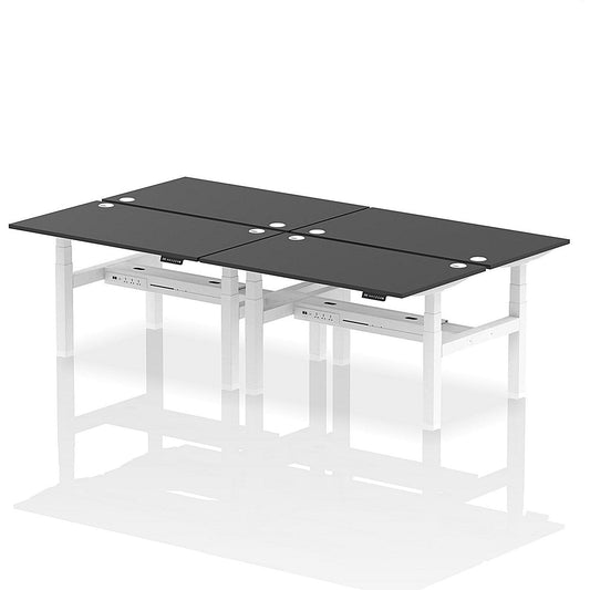Air 4 Person Sit-Standing Bench Desk, Back to Back, 4 x 1400mm (800mm Deep), White Frame, Black Easy2Order : HA02914