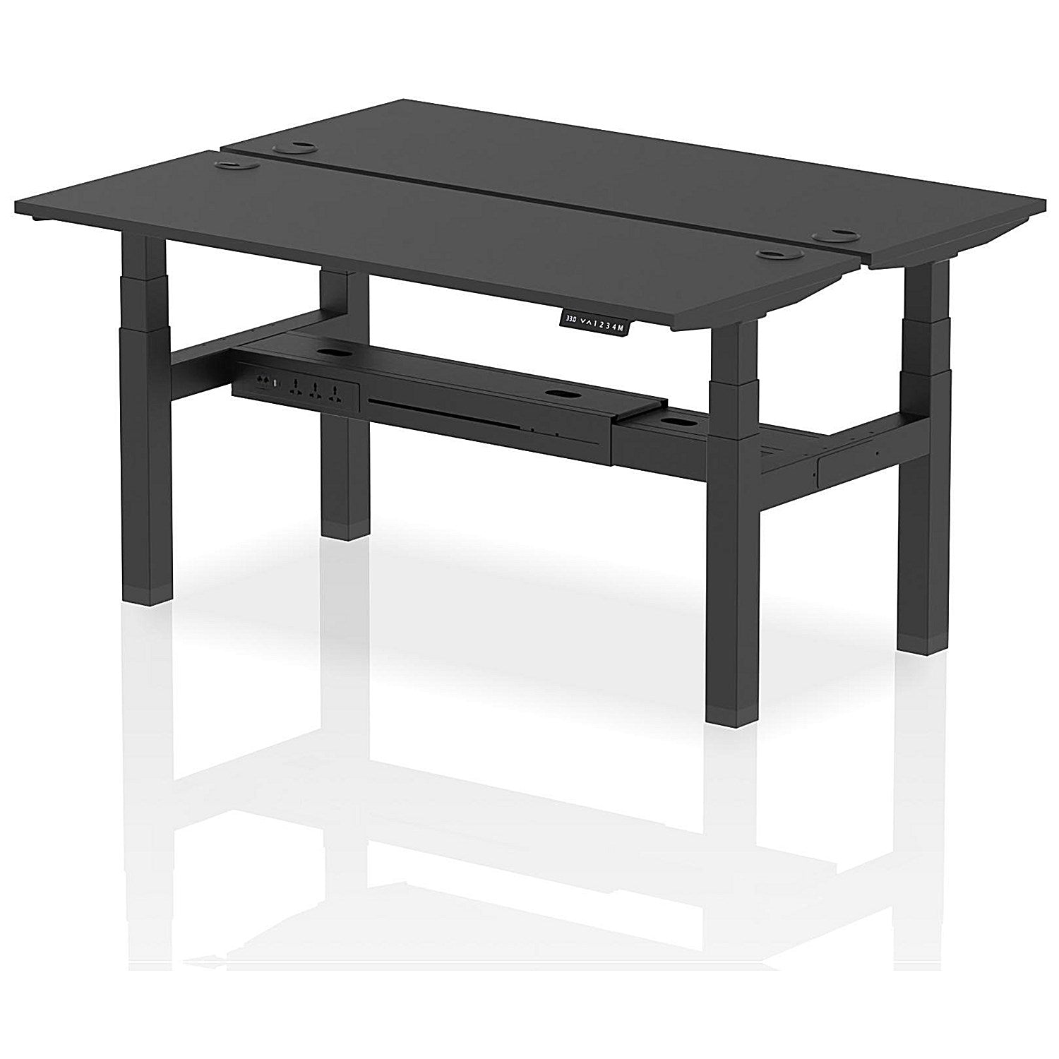 Air 2 Person Sit-Standing Bench Desk, Back to Back, 2 x 1600mm (600mm Deep), Black Frame, Black Easy2Order : HA02934