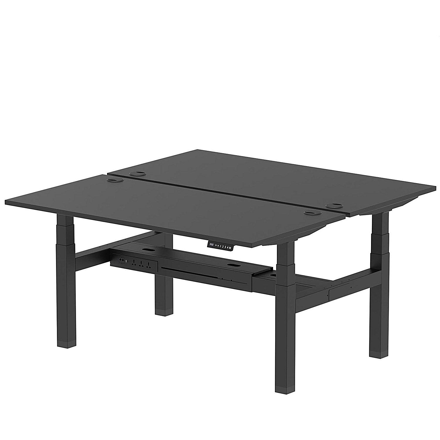 Air 2 Person Sit-Standing Bench Desk, Back to Back, 2 x 1600mm (800mm Deep), Black Frame, Black Easy2Order : HA02952