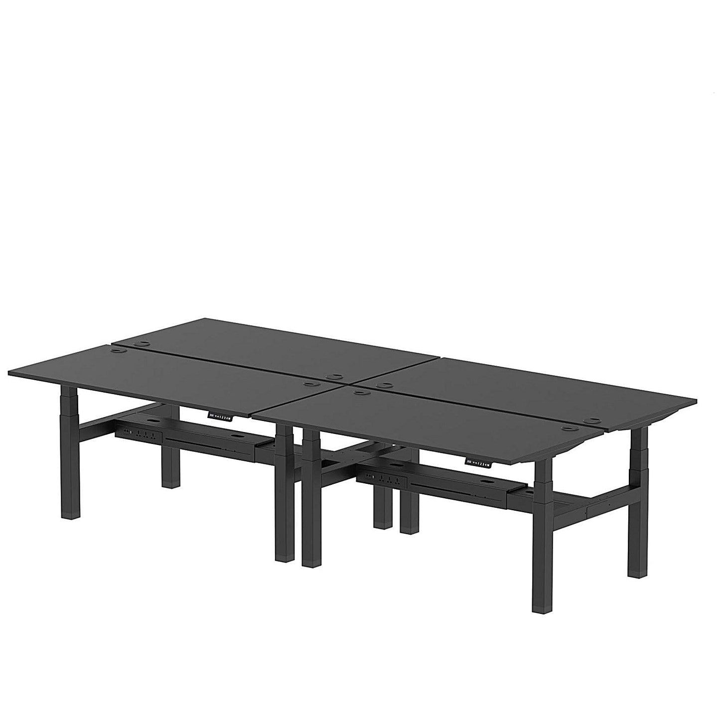Air 4 Person Sit-Standing Bench Desk, Back to Back, 4 x 1600mm (800mm Deep), Black Frame, Black Easy2Order : HA02964