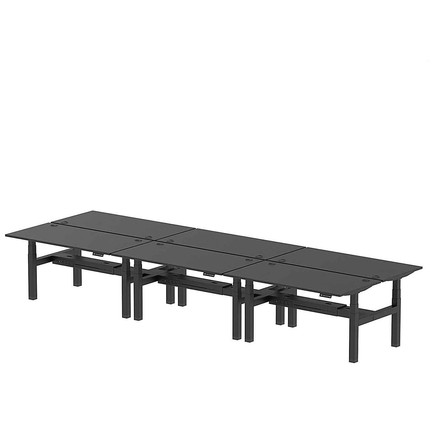 Air 6 Person Sit-Standing Bench Desk, Back to Back, 6 x 1600mm (800mm Deep), Black Frame, Black Easy2Order : HA02976
