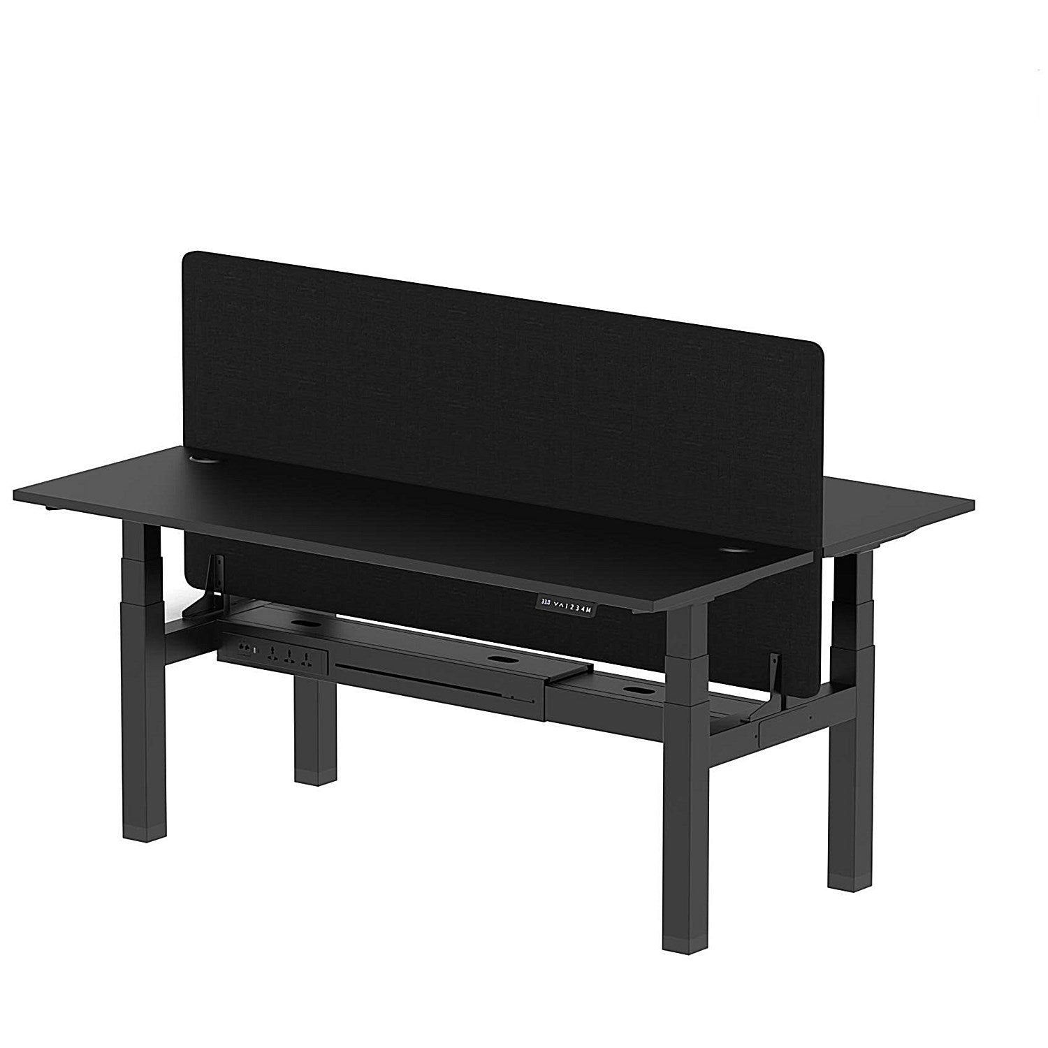 Air 2 Person Sit-Standing Bench Desk with Black Straight Screen, Back to Back, 2 x 1800mm (600mm Deep), Black Frame, Black Easy2Order : HA02989