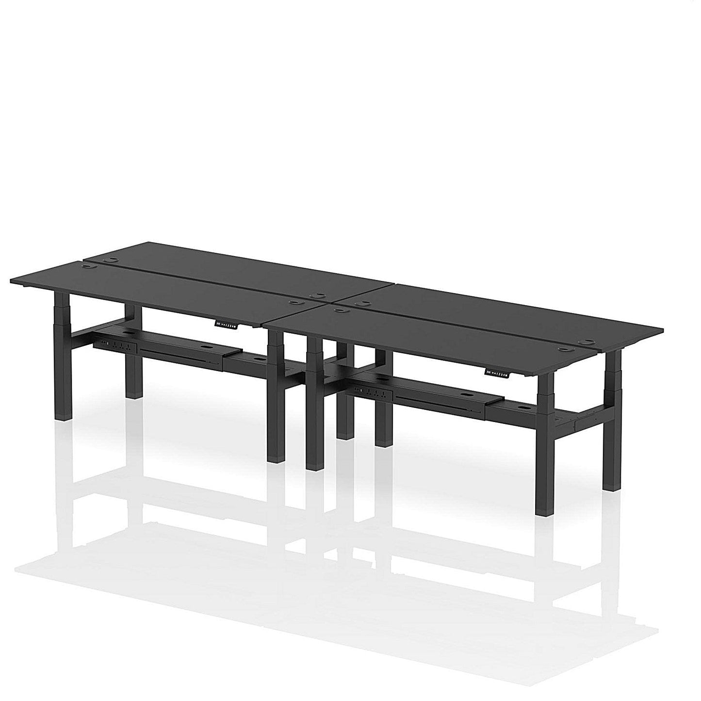 Air 4 Person Sit-Standing Bench Desk, Back to Back, 4 x 1800mm (600mm Deep), Black Frame, Black Easy2Order : HA02994