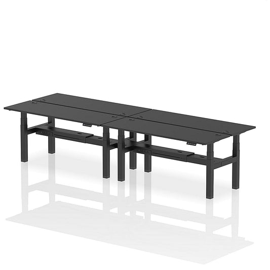 Air 4 Person Sit-Standing Bench Desk, Back to Back, 4 x 1800mm (600mm Deep), Black Frame, Black Easy2Order : HA02994