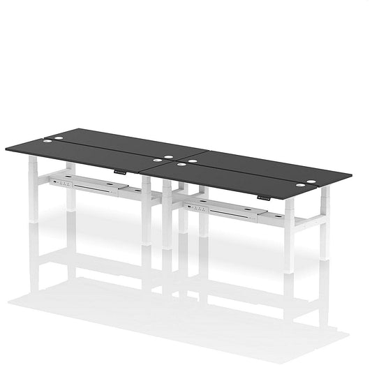 Air 4 Person Sit-Standing Bench Desk, Back to Back, 4 x 1800mm (600mm Deep), White Frame, Black Easy2Order : HA02998