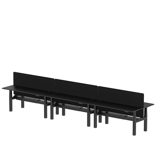 Air 6 Person Sit-Standing Bench Desk with Black Straight Screen, Back to Back, 6 x 1800mm (600mm Deep), Black Frame, Black Easy2Order : HA03001