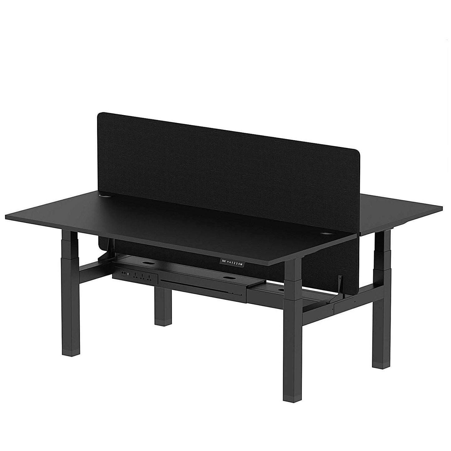 Air 2 Person Sit-Standing Bench Desk with Black Straight Screen, Back to Back, 2 x 1800mm (800mm Deep), Black Frame, Black Easy2Order : HA03007