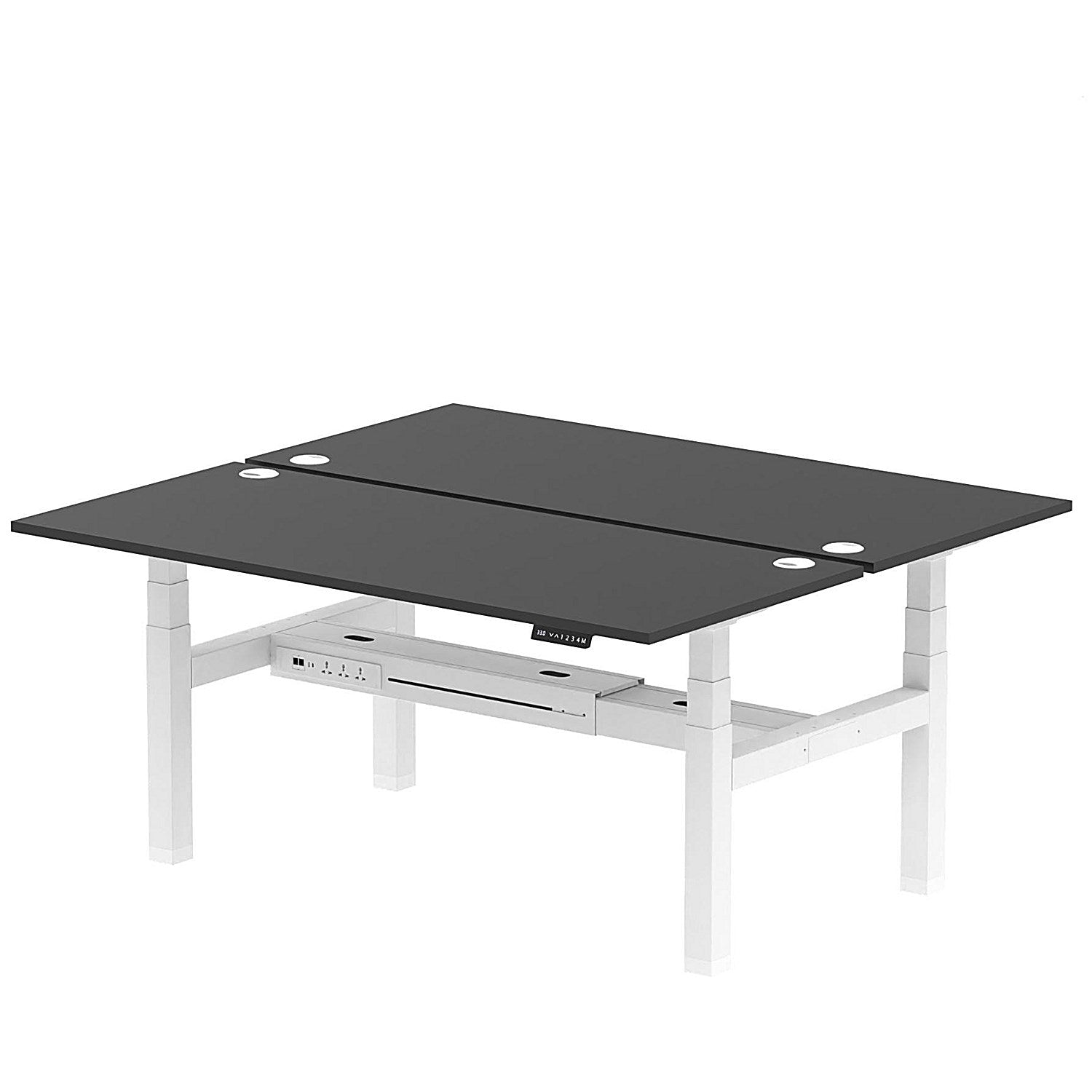 Air 2 Person Sit-Standing Bench Desk, Back to Back, 2 x 1800mm (800mm Deep), White Frame, Black Easy2Order : HA03010