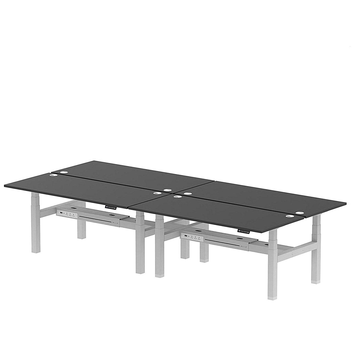 Air 4 Person Sit-Standing Bench Desk, Back to Back, x 1800mm (800mm Deep), Silver Frame, Black Easy2Order : HA03020
