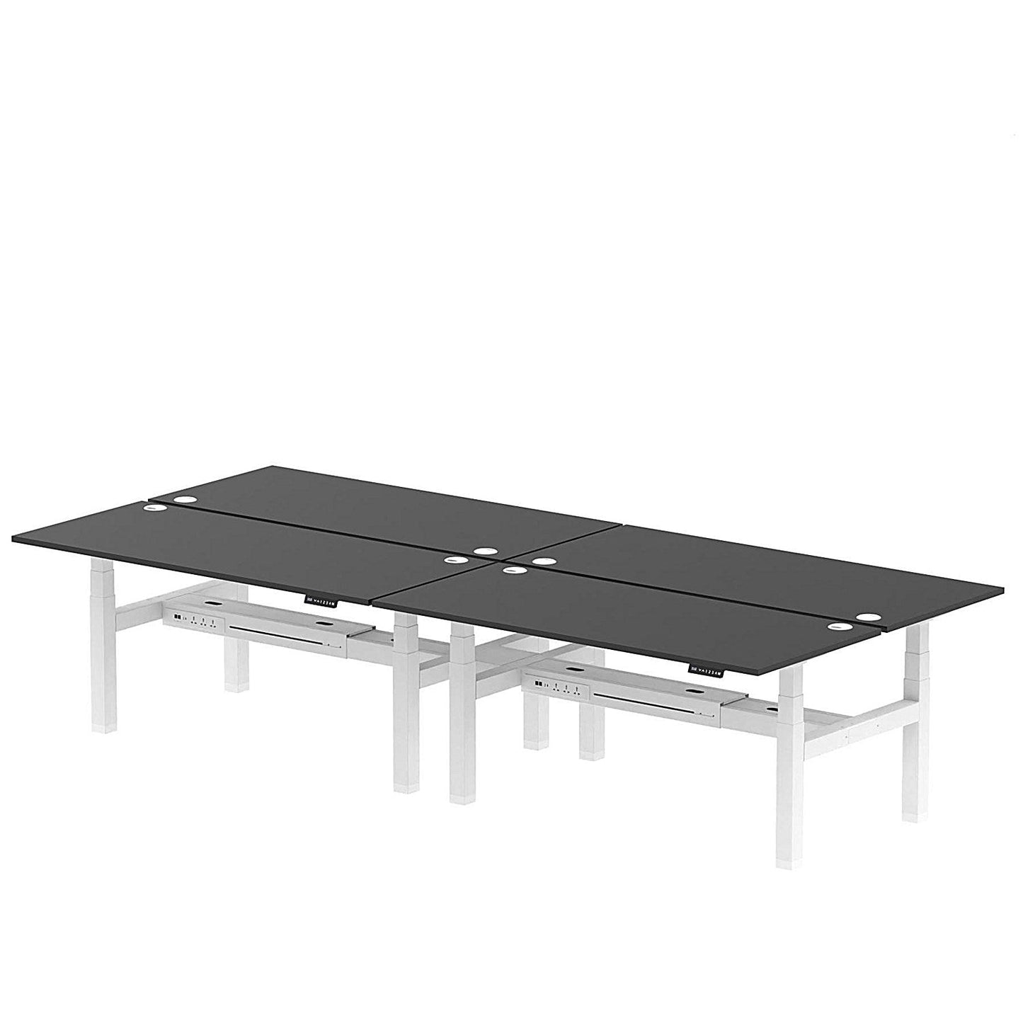 Air 4 Person Sit-Standing Bench Desk, Back to Back, x 1800mm (800mm Deep), White Frame, Black Easy2Order : HA03022