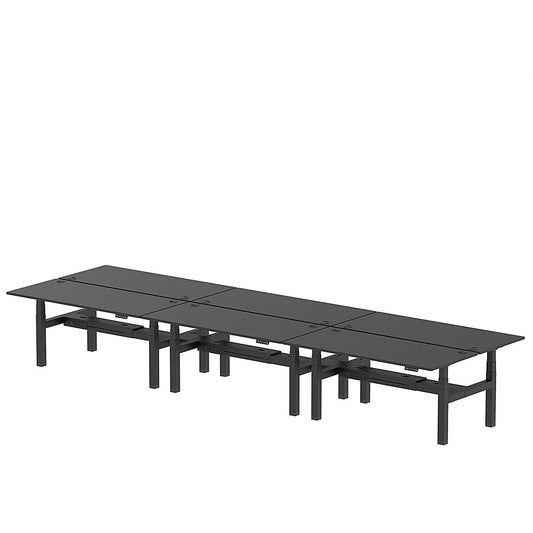 Air 6 Person Sit-Standing Bench Desk, Back to Back, 6 x 1800mm (800mm Deep), Black Frame, Black Easy2Order : HA03030