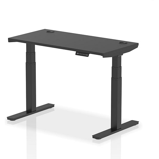 Air 1200mm Slim Rectangular Height Adjustable Desk, Black Leg, Black Easy2Order : HA03153