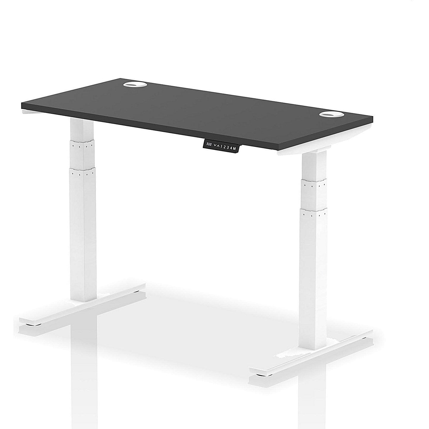 Air 1200mm Slim Rectangular Height Adjustable Desk, White Leg, Black Easy2Order : HA03155