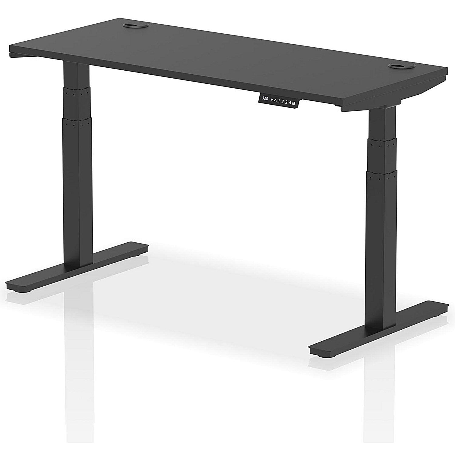 Air 1400mm Slim Rectangular Height Adjustable Desk, Black Leg, Black Easy2Order : HA03156
