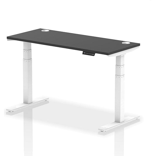 Air 1400mm Slim Rectangular Height Adjustable Desk, White Leg, Black Easy2Order : HA03158
