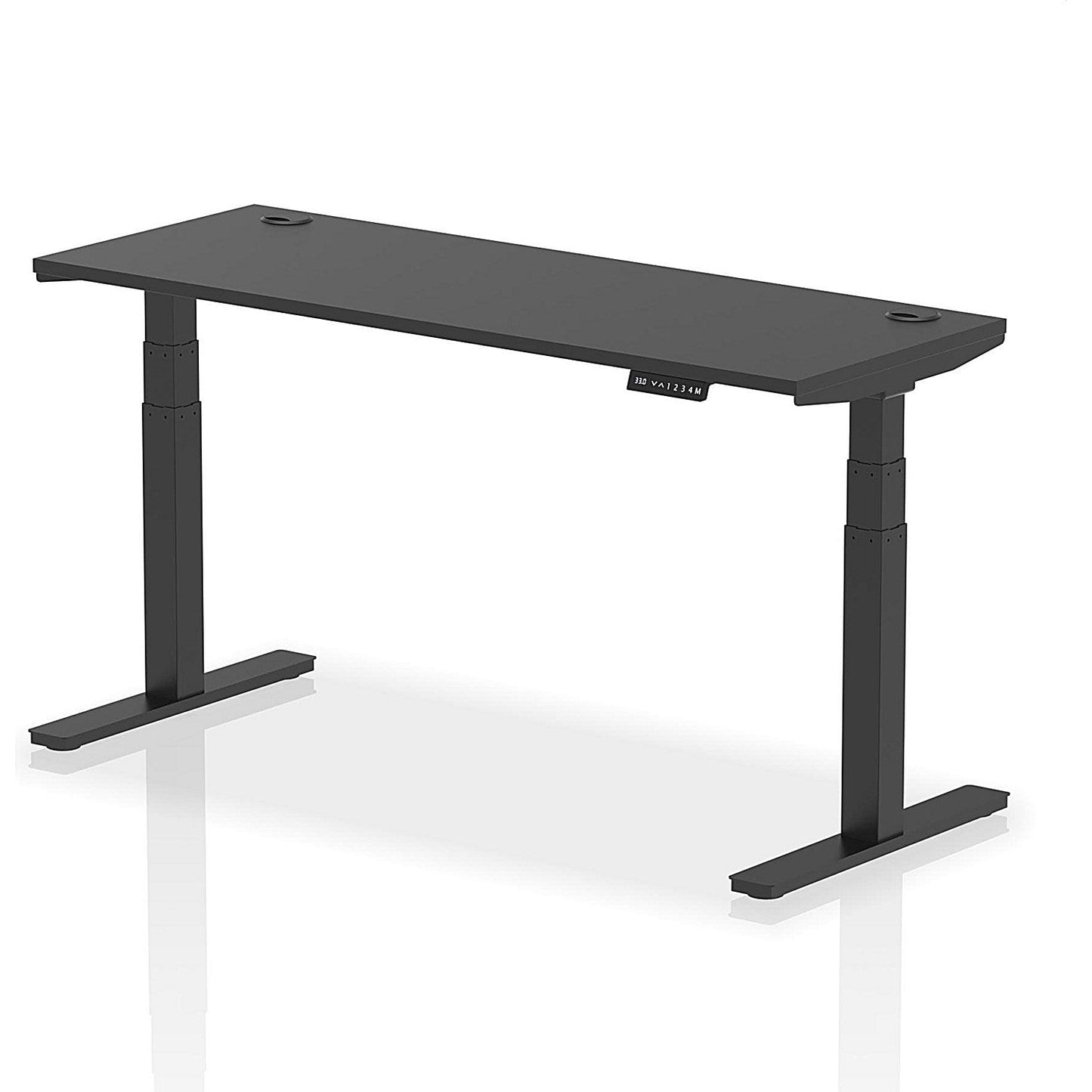 Air 1600mm Slim Rectangular Height Adjustable Desk, Black Leg, Black Easy2Order : HA03159