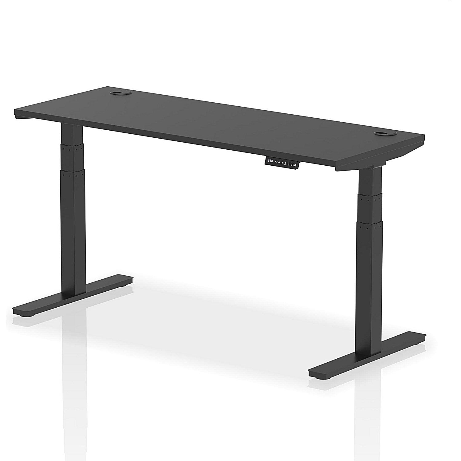 Air 1600mm Slim Rectangular Height Adjustable Desk, Black Leg, Black Easy2Order : HA03159