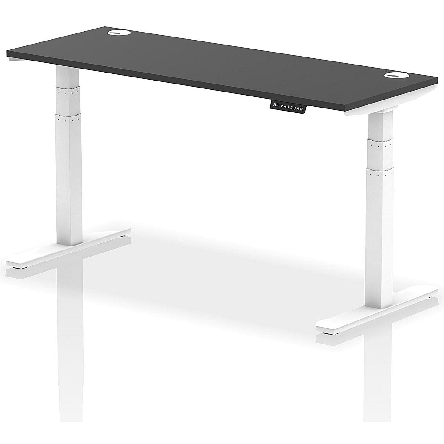 Air 1600mm Slim Rectangular Height Adjustable Desk, White Leg, Black Easy2Order : HA03161